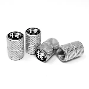 Tappi Cappucci Coprivalvole per Pneumatici Auto Alfa Romeo, Nero, Set da 4 - Picture 1 of 3