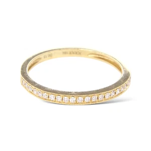 Anniversary Band Diamond 0.13 CT Round Brilliant Cut 18K Yellow Gold Ring - Picture 1 of 6