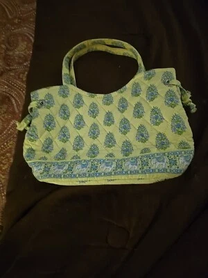 Bolso de mano Vera Bradley amarillo y azul elefante y cachemir Foto 1 de 4