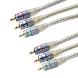 2m YUV RGB Komponenten Kabel Anschlusskabel 3x3 CINCH RCA Stecker 24K Vergoldet  - Bild 1 von 3