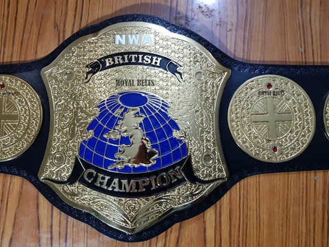 NWA British World Heavyweight Championship Title Belt Adult Size 4mm Brass Cover