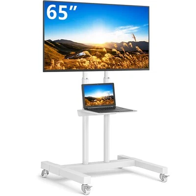 Mobile TV Stand on Wheels for 32-83 Inch Screens up to 110lbs, Rolling TV Cart H - Image 1 of 4