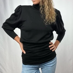 Maglione Vintage Valentino Miss V Lana Ruched Girocollo Nero Taglia S - Foto 1 di 6