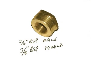 3/4 INCH BSP Male to 3/8 INCH BSP Female Adapter Hex Bushing Water Air Fuel Gas - Picture 1 of 2