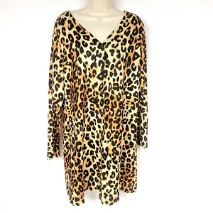 Suvimuga Womens Cardigan Sweater XXL Brown Animal Print Button Front Stretch - Picture 1 of 8