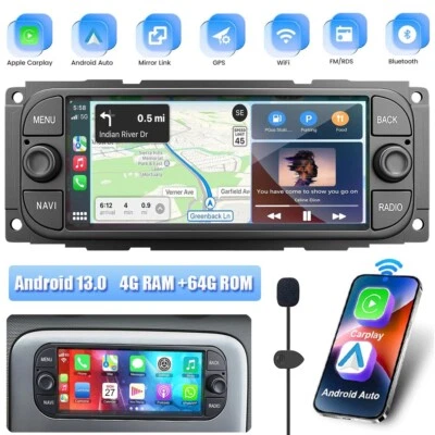 适用于 1999 - 2004 年吉普大切诺基 WJ Android 13.0 立体声收音机 GPS WiFi CarPlay — 第 1/4 张图片
