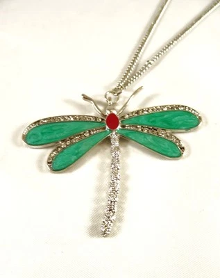 Nuevo Collar Colgante Libélula Con Cristales en Cadena Bordillo 30" NUEVO CON ETIQUETAS #N2475 Foto 1 de 2