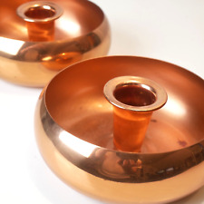 TWO COPPER Candle Holder Dish/Bowl - MADE IN USA - 5 inch Diameter