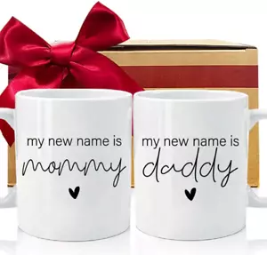 My New Name Is Mommy Daddy EST 2025 First Time Mommy Daddy to Be Mugs Set Gift, - Picture 1 of 12