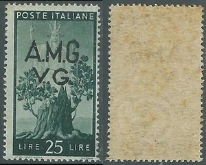 1945-47 TRIESTE AMG VG DEMOCRATICA 25 LIRE GOMMA MACCHIATA - RC23-5 - Picture 1 of 1