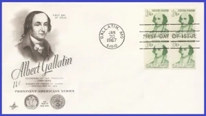 USA3 #1279 U/A ARTCRAFT FDC BL4 Albert Gallatin - Imagen 1 de 1