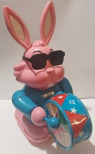 Vtg Battery Operated Toy Pink RABBIT w/Sunglasses & Drum PARTS OR REPAIR  - Picture 1 of 5