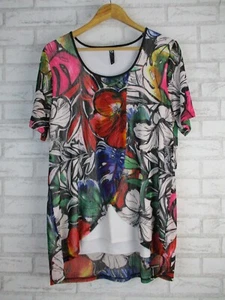TS Sz XS, 14 Red, pink, green, blue floral print - Picture 1 of 8