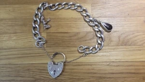 Superb Heavy Ladies Charm Bracelet With Heart Clasp & Blue John Charm - Picture 1 of 9