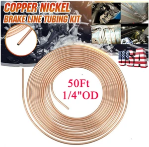 US 1/4" OD 50 Ft Rust/Corrosion Proofing Copper Nickel Car Brake Line Tubing Kit - Picture 1 of 12
