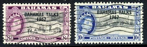 BAHAMAS QE II 1963 Bahamas Talks Overprint Set SG 224 & SG 225 VFU - Picture 1 of 2