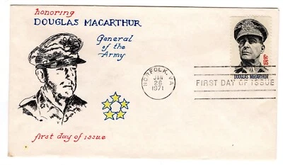 #1424 Douglas MacArthur 1971 FDC - CROW - Image 1 of 2
