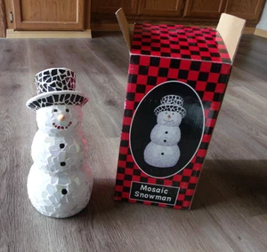COLLECTIBLE  HEAVY MOSAIC SNOWMAN 10 INCH TALL - Picture 1 of 4