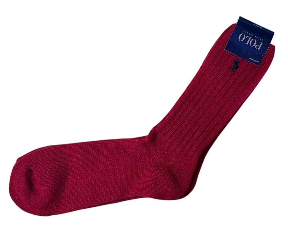 Polo Ralph Lauren Lana de Cordero Rojo Calcetines Para Hombre Calcetín Talla 10-13 Zapato Talla 6-12.5 Foto 1 de 4