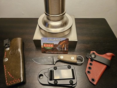 Esee Izula Black Oxide 1095 Carbon Steel  With 2 Custom Sheathes - Image 1 of 4