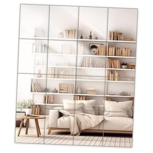 Wall Mirrors, 12''x 10'' Glass Wall Mirror Tiles (16 PCS), 12" x 10" - 16 Pack - Picture 1 of 6