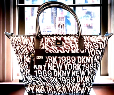 NWT DKNY Womens LYLA Quilted Black White Softshell Zip Large Shopper Tote Gift - Image 1 of 4