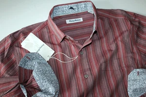 Camisa Tommy Bahama San Vicente Rayas Lantana Mezcla Seda T323605 LS Mediana M - Imagen 1 de 4