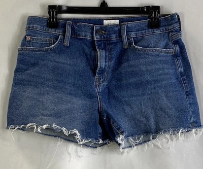 Hudson Women Blue Solid Cotton Gracie Frayed Hem Casual Shorts Shorts Size 30 - Image 1 of 4