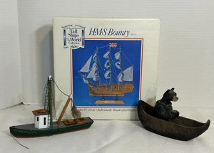 Alte Navi del Mondo HMS Bounty, Stivale Souvenir Pesca in Legno, Orso N Canoa - Foto 1 di 11