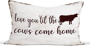 Rusenbao Western Cow 12 X 20 Pillow Cover,Farmhouse Country Cow Gifts Decorative - Picture 1 of 12