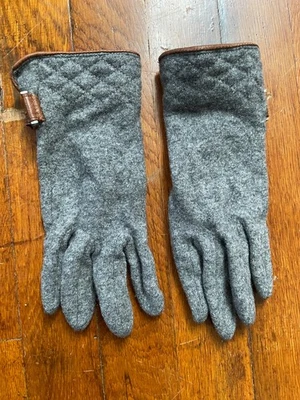Ralph Lauren Gray Wool Gloves Brown Trim Metal Bit Details L (see description) - Image 1 of 4