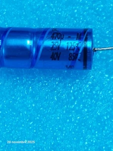 Set 4p Axialkondensator 470uf 470μF 470MF 40V 85°Cc 25V 125°C Vishay 10x24,5mm - Bild 1 von 2