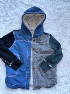 Hanna Andersson boys sz. 110 soft sherpa lined hooded snap sweatshirt. Adorable - Picture 1 of 8