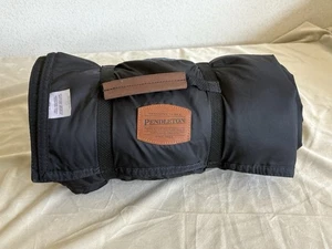 Pendleton Roll Up 100% Wool - Nylon Backed Camp Blanket - Navy And Plaid Wool - - Picture 1 of 10