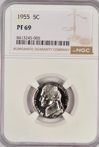 1955 Jefferson Nickel Proof NGC PF 69 PR69 Gem Coin 5C - Picture 1 of 2