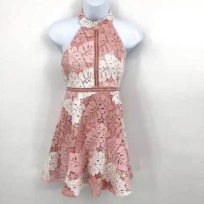 BARDOT JUNIOR Gemma Lace Halter Dress Girls Size 12 Pink White Two Tone NWT - Image 1 of 4