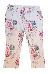 Terra & Sky Damen-Caprihose Blumendruck Größe 1 X 16 W-18 W weiß Jeans - Bild 1 von 12