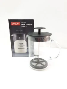 Bodum 1446-01 Milchschaeumer mit Glasgriff Latteo, schwarz, H 18cm, B 15,6cm - Bild 1 von 6