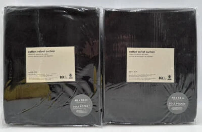 West Elm Cotton Velvet Curtain Drape (2) ~ 48 x 84 ~ Slate Gray - Image 1 of 2