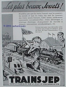 WERBUNG ZÜGE JEP ELEKTRISCH EISENBAHN SCHÖNES SPIELZEUG VON 1935 AD PUB - Bild 1 von 1