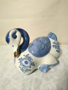 Porcellana Maitland Smith stile abitato cigno blu e bianco porcellana e floreale - Foto 1 di 12