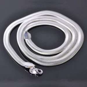 1Strand 16" ~ 24" 6mm Silver Plated Copper Flat Snake Chain Necklace DIY Making - Picture 1 of 10
