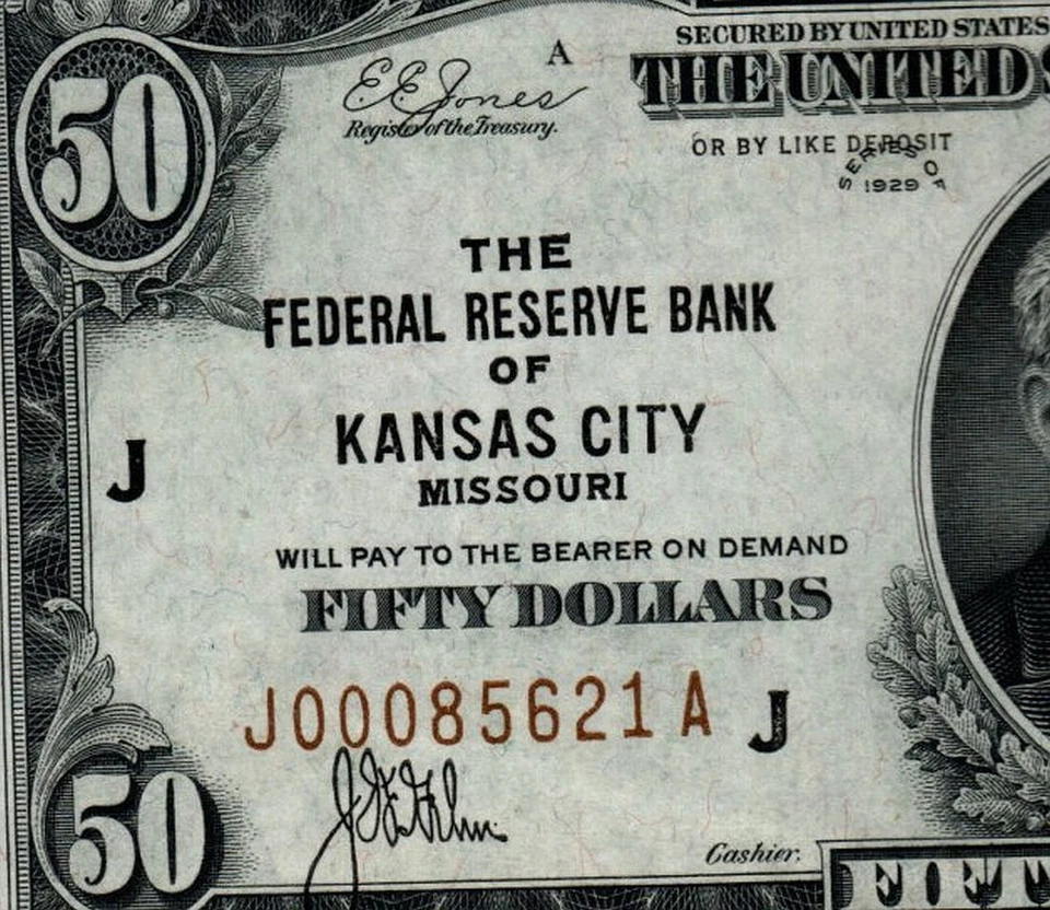 1929 $50 Federal Reserve Bank Note FR-1880-J Kansas City PCGS AU55PPQ (BBE) - Image 1 of 4