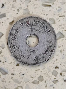 1937 Palestine 10 Mils Coin Used - Picture 1 of 4
