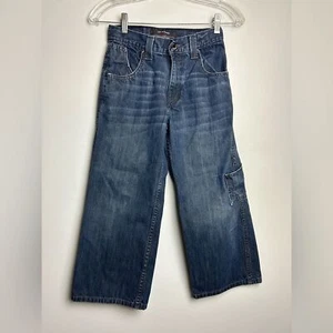 Y2K Levi’s Strauss Workwear Jeans kids Boy 8 Carpenter Baggy Hip-Hop Dark Blue - Picture 1 of 16