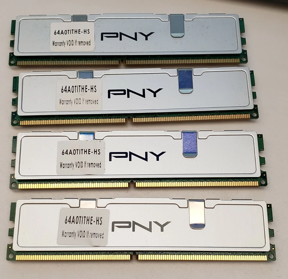 Matched 4x1GB PNY 64A0TITHE-HS PC2-6400 800MHz DDR2 Desktop RAM Memory - Image 1 of 1