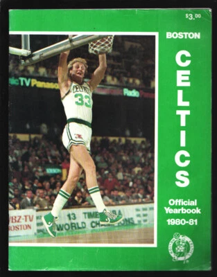 Anuario Oficial del Equipo Boston Celtics 1980-Portada Larry Bird-Autografiado por Da... Foto 1 de 2