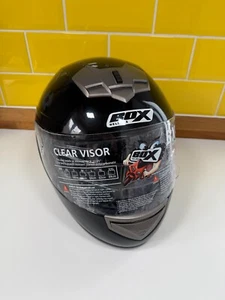 BOX BX-1 Plain Gloss Black Full Face Motorbike Helmet Size XS Worn Once - Picture 1 of 14