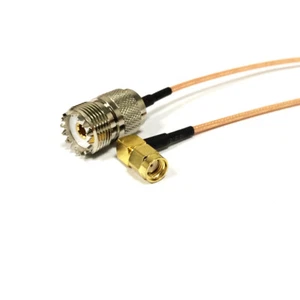 UHF SO239 female to RP SMA Male right angle RF jumper cable RG316 15cm 6" NEW - Picture 1 of 4