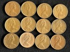 (12) Australian '1 Cent' 1966-1982 Bronze World Australia Coins